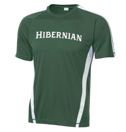 green colorblock shirt with hibernian printed on front
