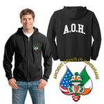 Double Print A.O.H. Full-Zip Hooded Sweatshirt - 8 oz., 50/50 Blend