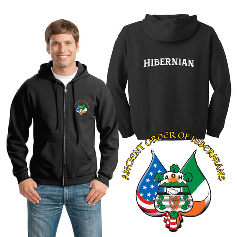 Double Print Hibernian Full-Zip Hooded Sweatshirt - 8 oz., 50/50 Blend