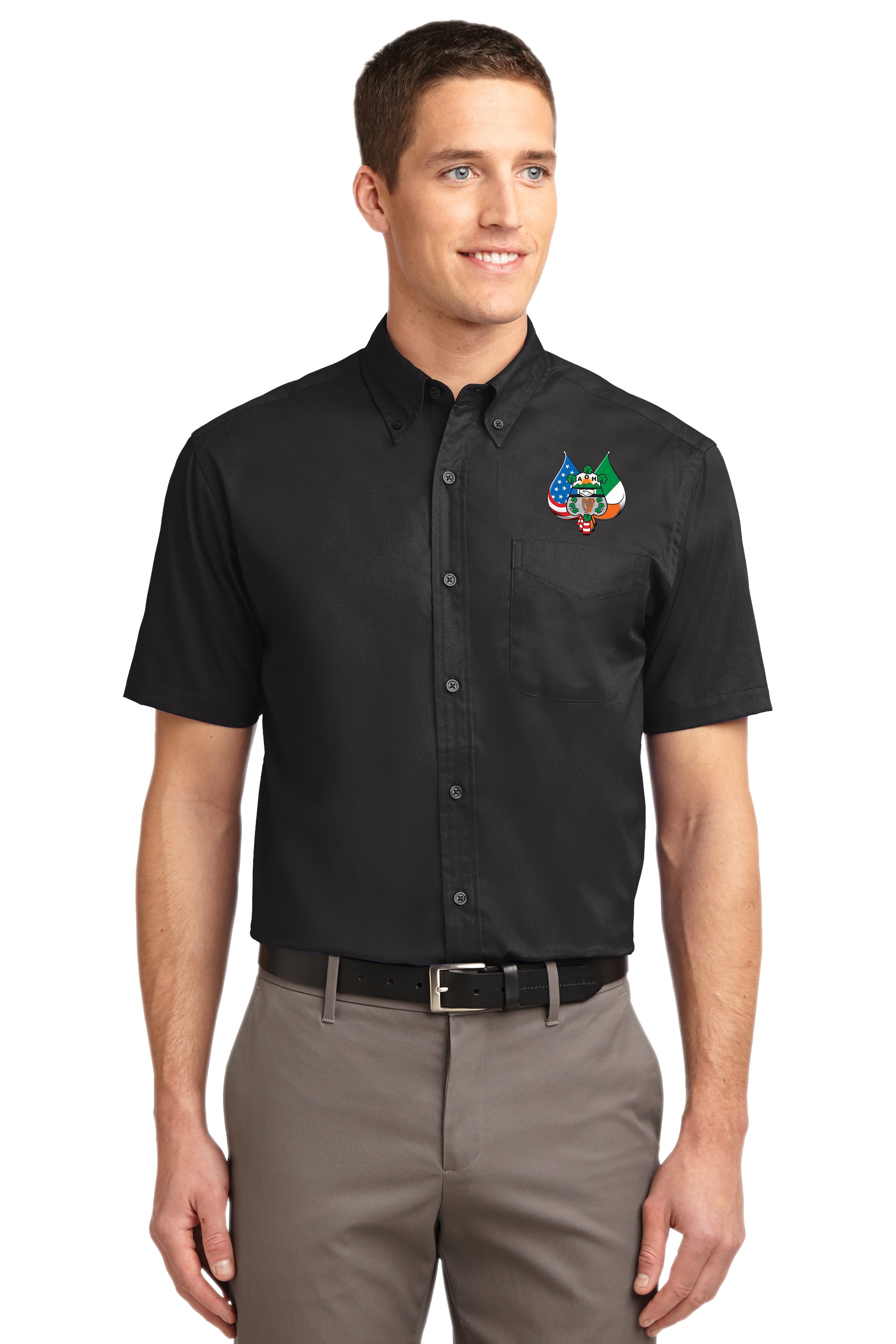 ★FLCT★ Classic wappen half sleeve Tshirt_Ivory S508_black_model_front_072014_